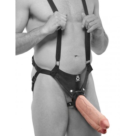 Страпон-система с телесной насадкой 11" Two Cocks One Hole Hollow Strap-On Suspender System - 30,5 см.