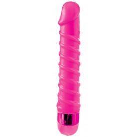 Розовый вибромассажер с винтовыми ребрышками Candy Twirl Massager - 16,5 см.