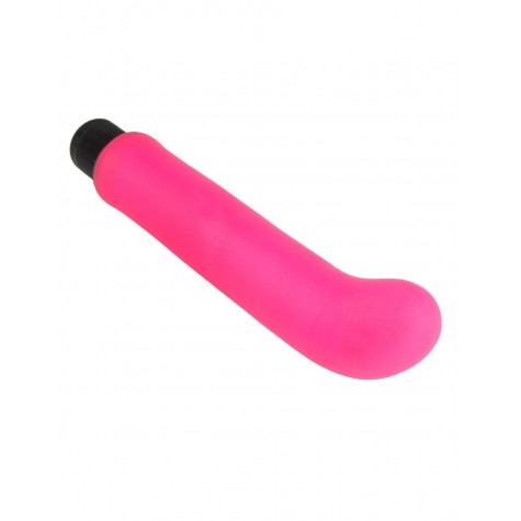 Ярко-розовый вибромассажер с загнутым кончиком XL G-Spot Softees - 16,2 см.